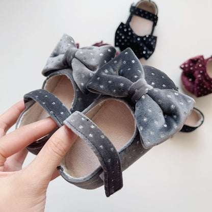 Autumn Baby Girl Vintage Design Dots Pattern Toddler Soft-Sole Anti-slip Walking Shoes-1