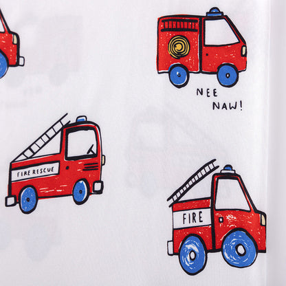 Fire Truck Kids Sleepwear Set – Long Sleeve Shirt and Pants, Cartoon Firefighter Design-2