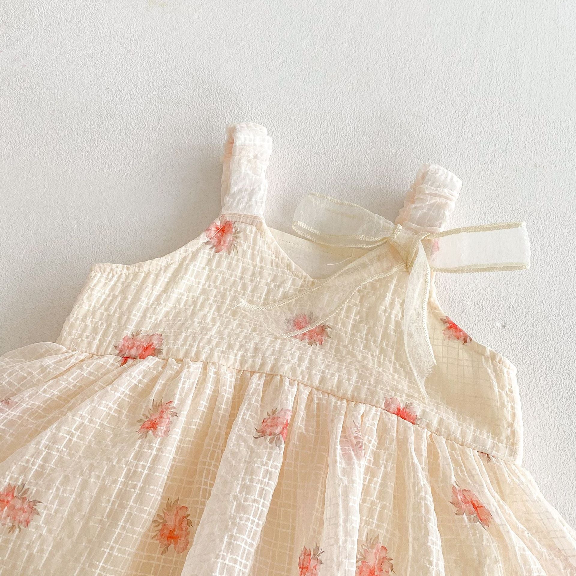 Summer Arrival Baby Girls Cute Sleeveless Plaid Dress Design Strap Onesies-2
