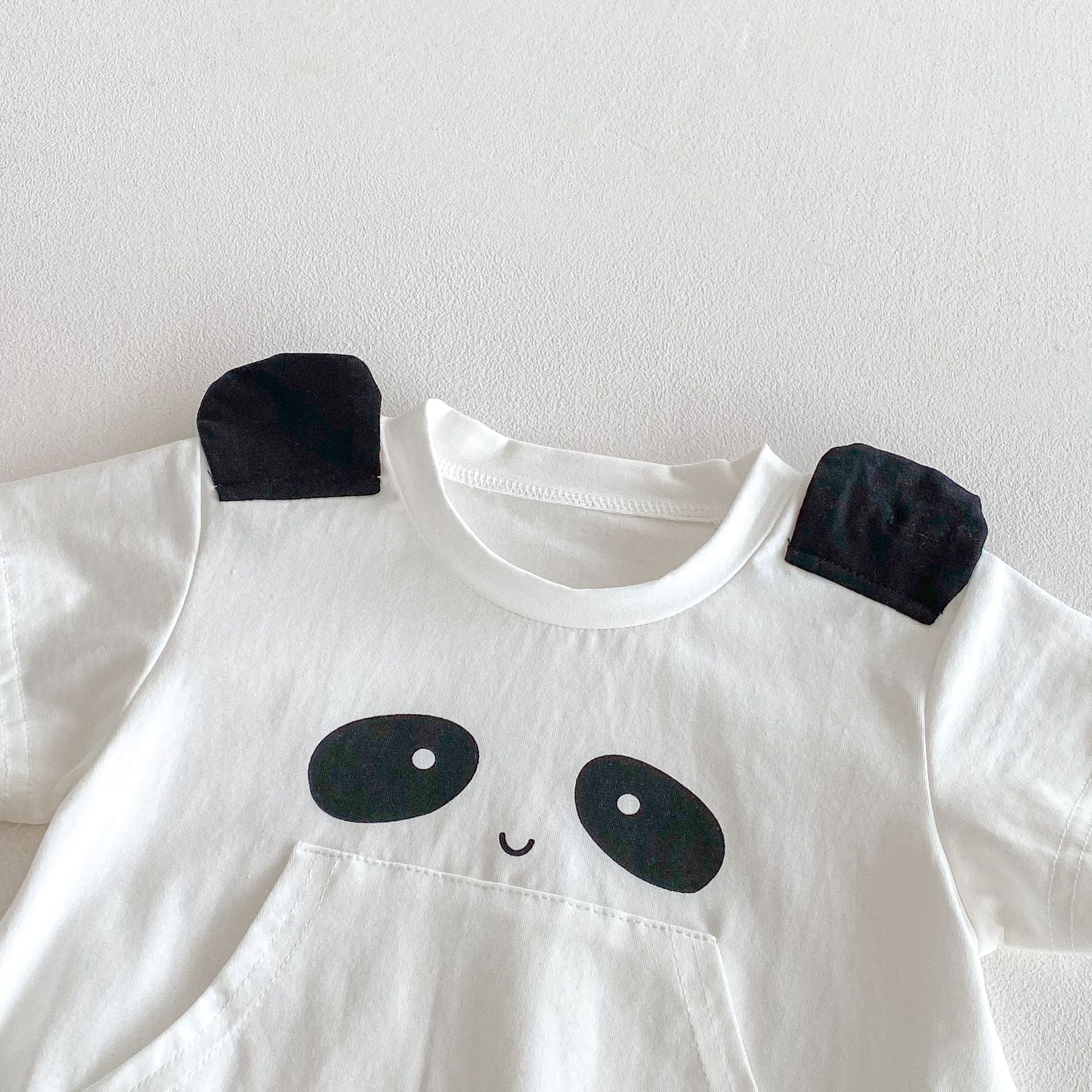 Summer Arrival Baby Girls Cute Panda Pattern Short Sleeves Onesies-2