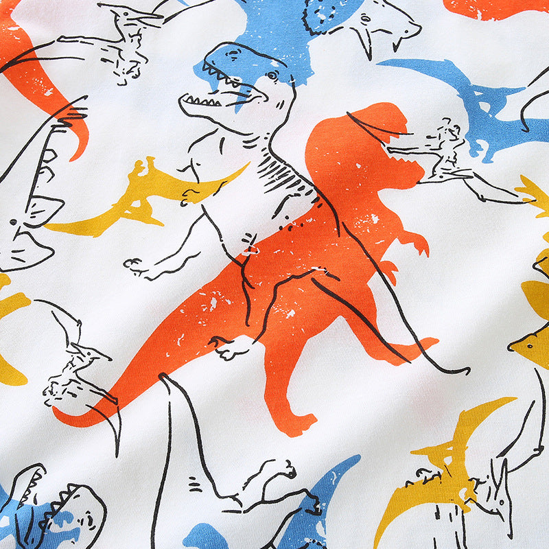 Summer Baby Kids Colorful Dinosaurs Pattern T-shirt and Shorts Clothing Set for Boys-2