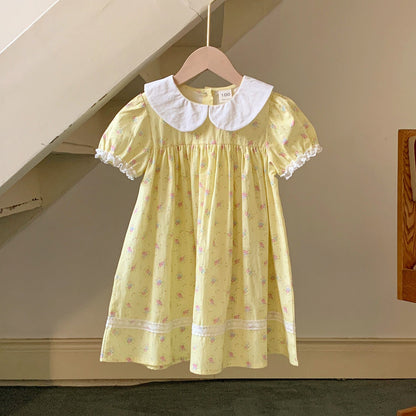 Summer Arrival Baby Kids Girls Cute Short Sleeves Floral Dress-3