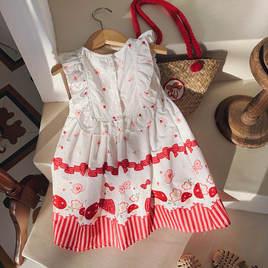 Summer Arrival Baby Kids Girls Sleeveless Rabbit Cartoon Pattern Dress-1