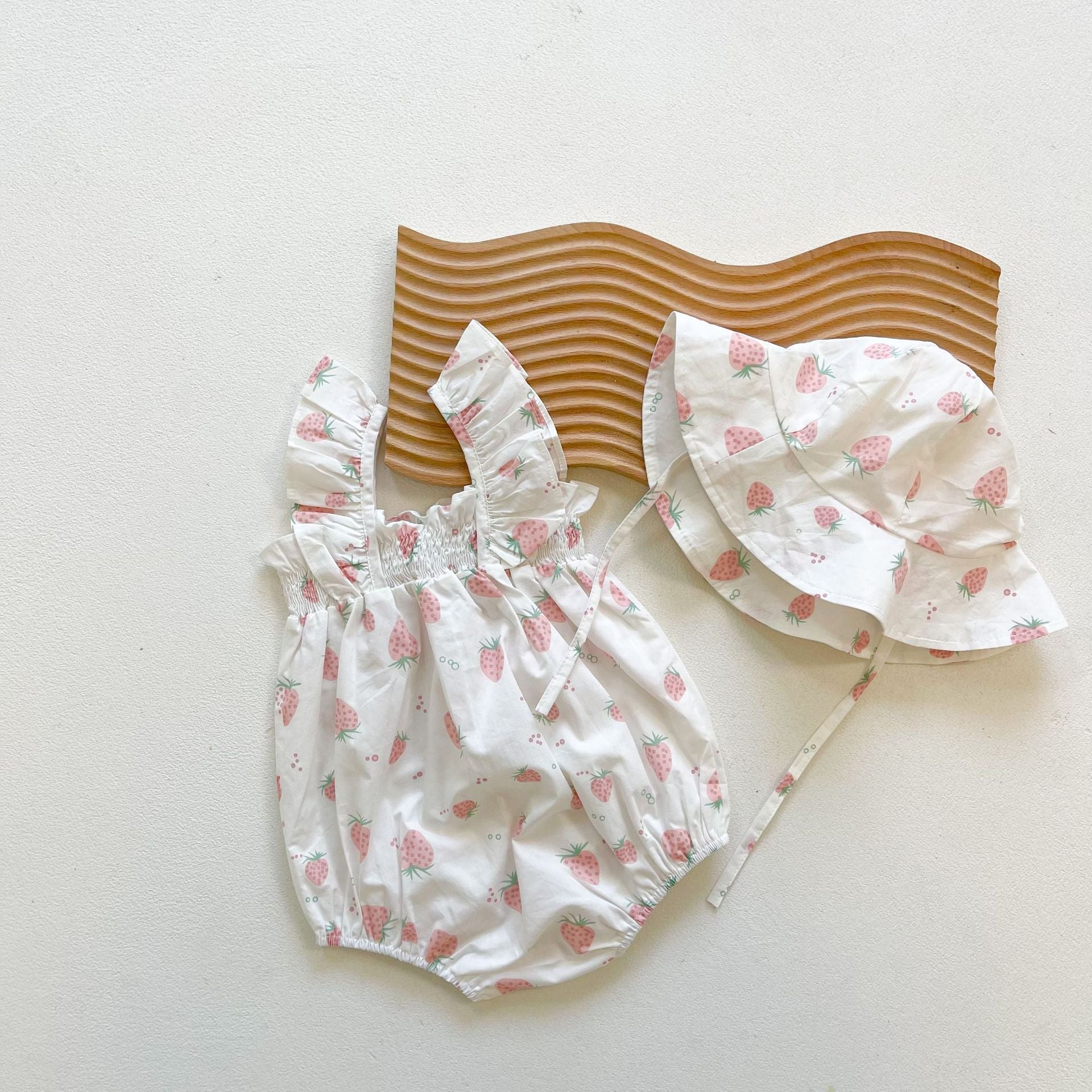 Baby Girl Floral Print Ruffle Design Sleeveless Crotch Onesies Bodysuit-3