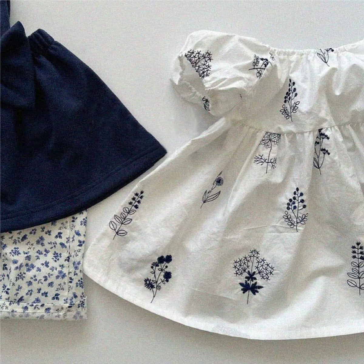 Summer Hot Selling Baby Kids Girls Vintage Short Sleeves Flowers Embroidered Princess Dress-4