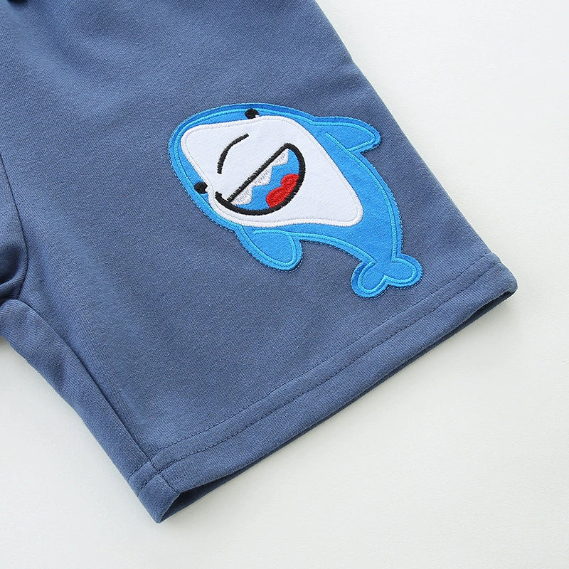 Summer Arrival Baby Kids Boys Cotton Casual Style Cartoon Sharks Pattern Shorts-3