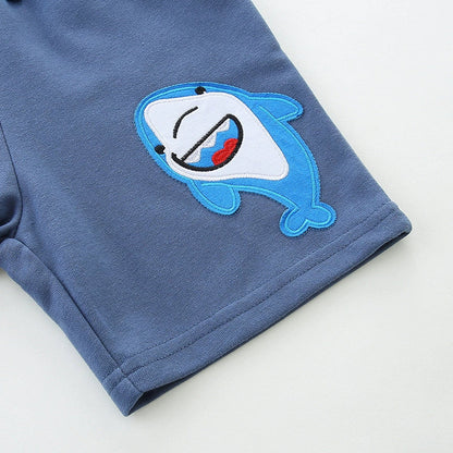 Summer Arrival Baby Kids Boys Cotton Casual Style Cartoon Sharks Pattern Shorts-3