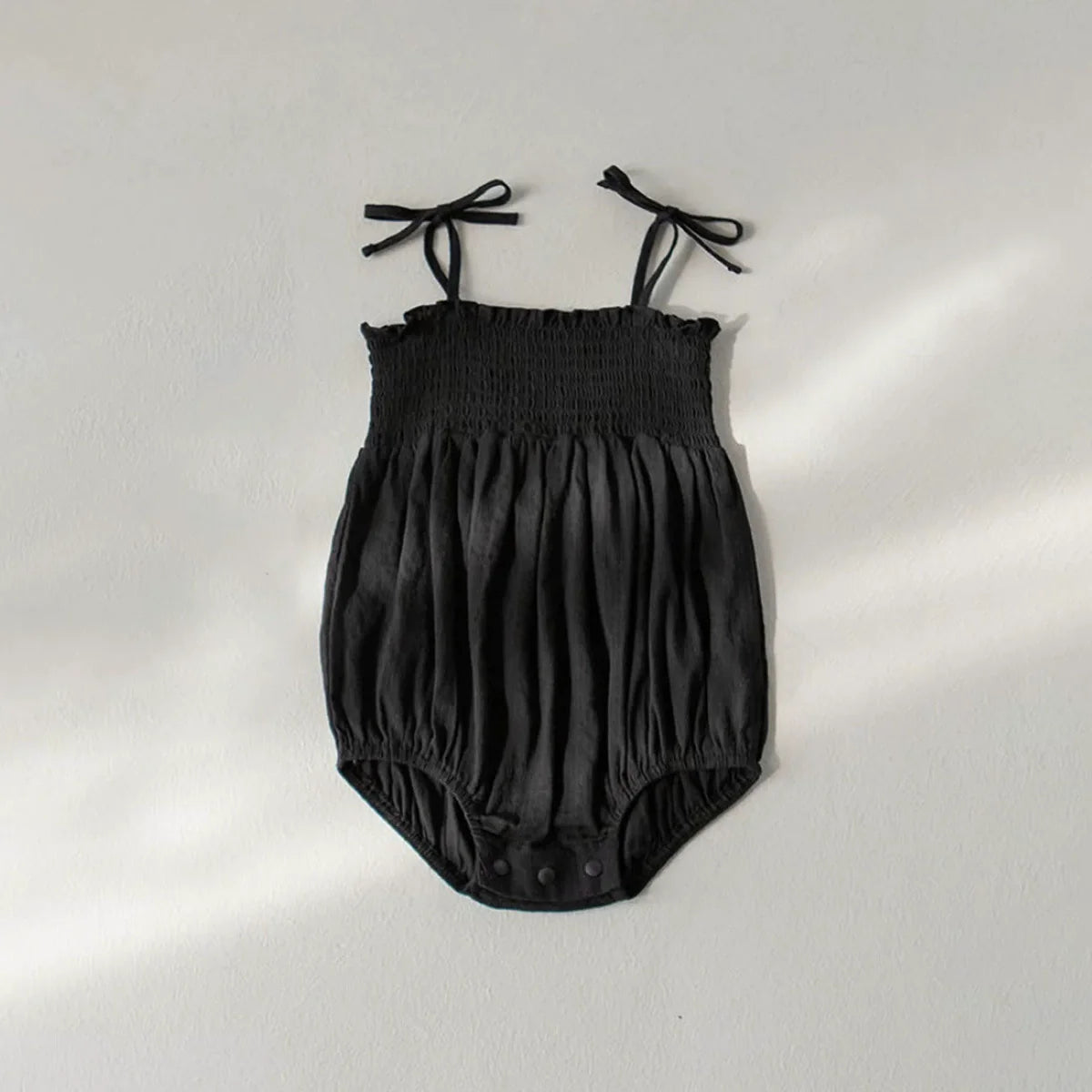 Summer Arrival Baby Girls Cute Solid Color Black Sleeveless Strap Onesies-2