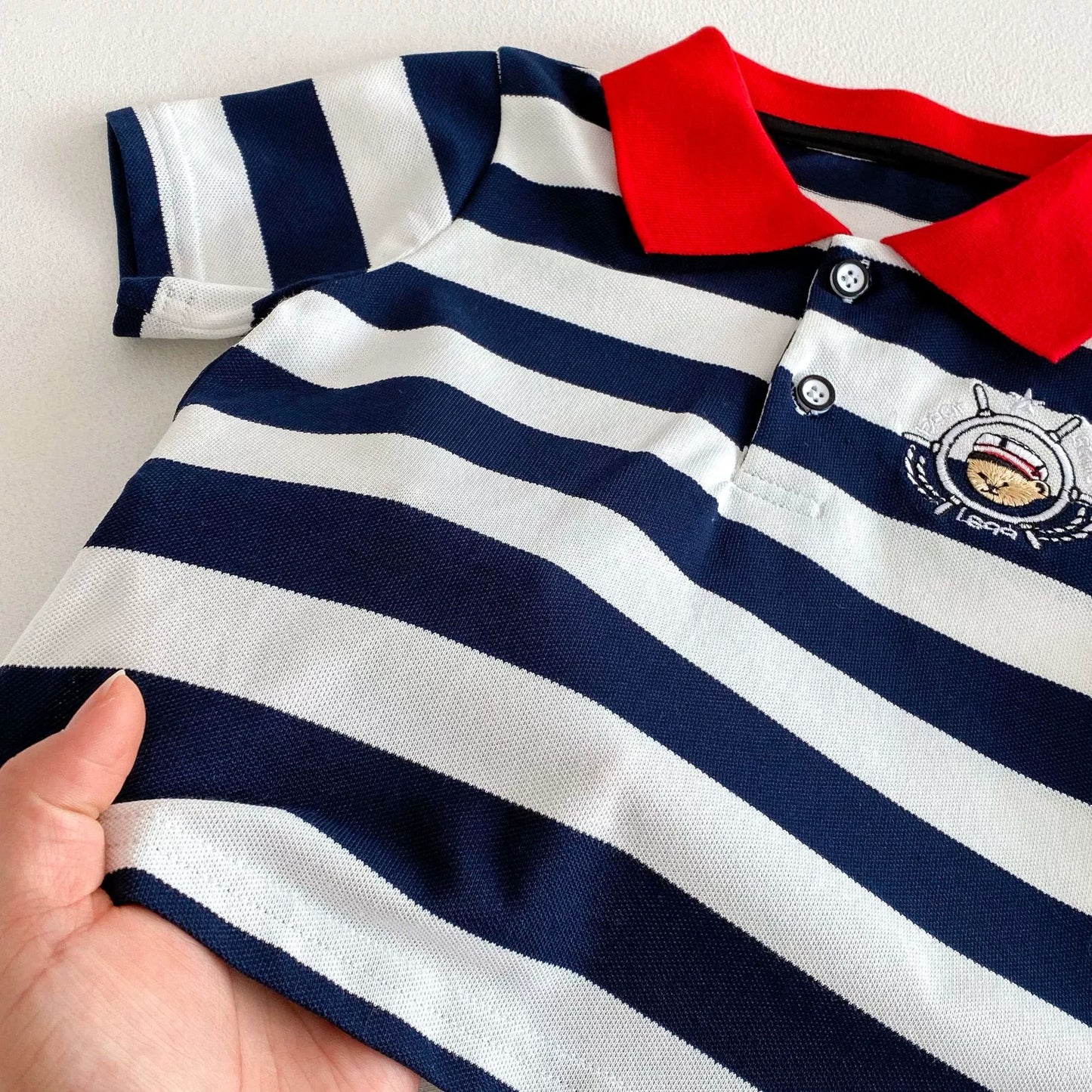 Summer Arrival Baby Kids Boys Casual Striped Short Sleeves Top Polo-3