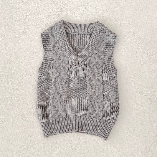 Autumn Arrival Baby Unisex Comfortable Jacquard Pattern Knitted Sleeveless Vest-1