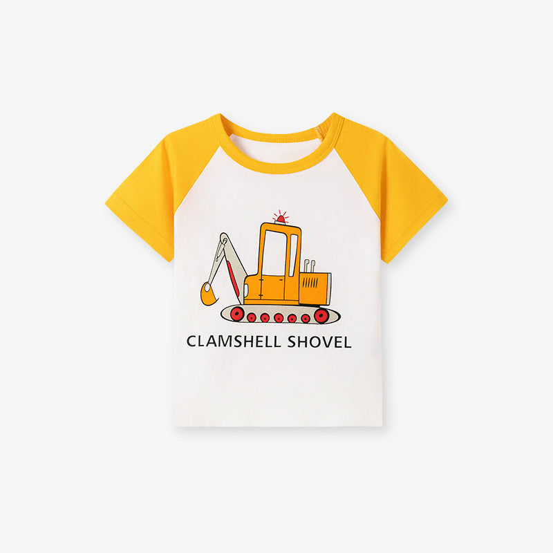 Kids’ Cartoon Pattern Short Sleeves T-shirt in European and American Style for Summer-1