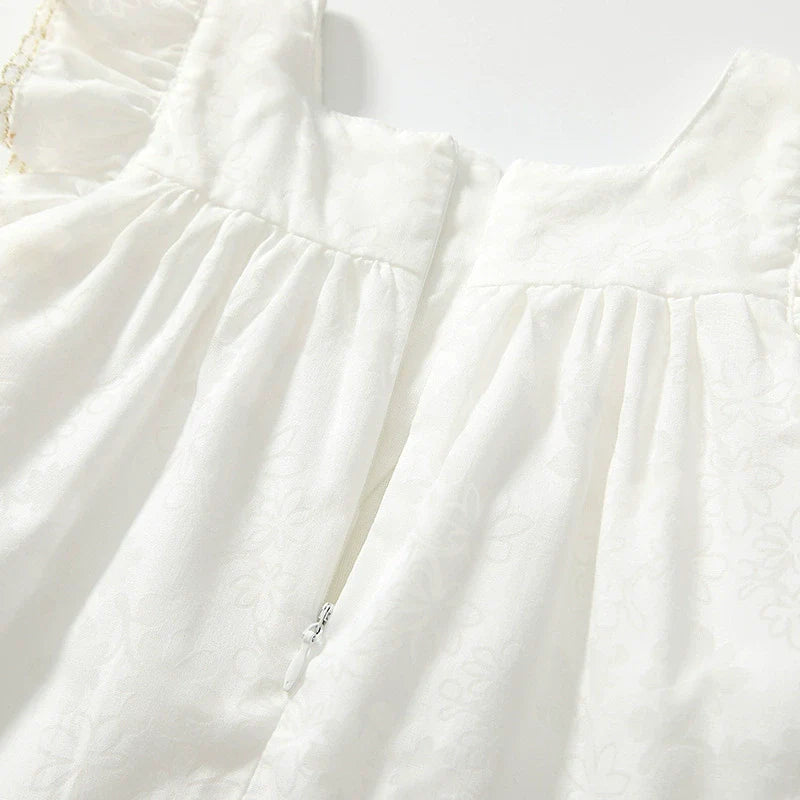 Summer Baby Kids Girls Fly Sleeves Solid Color Dress-3