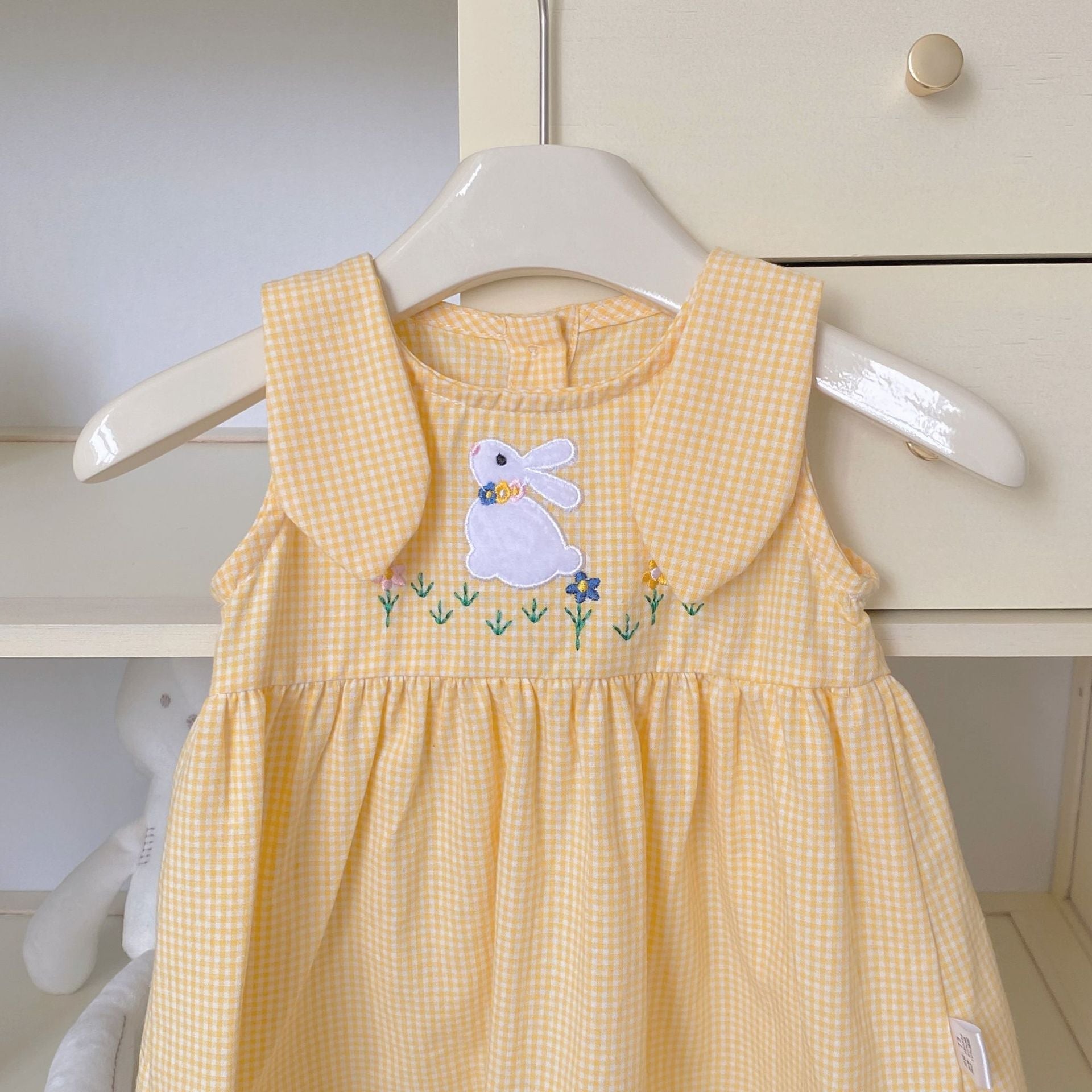 Summer Hot Selling Baby Kids Girls Princess Sleeveless Plaid Dress-3
