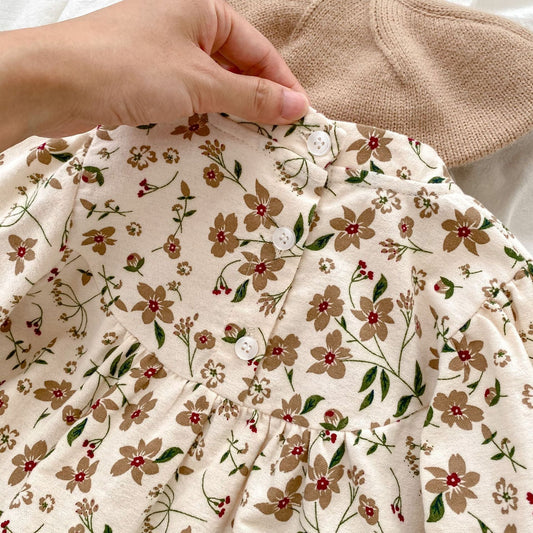 Autumn Floral Pattern Chinese Style Baby Onesies