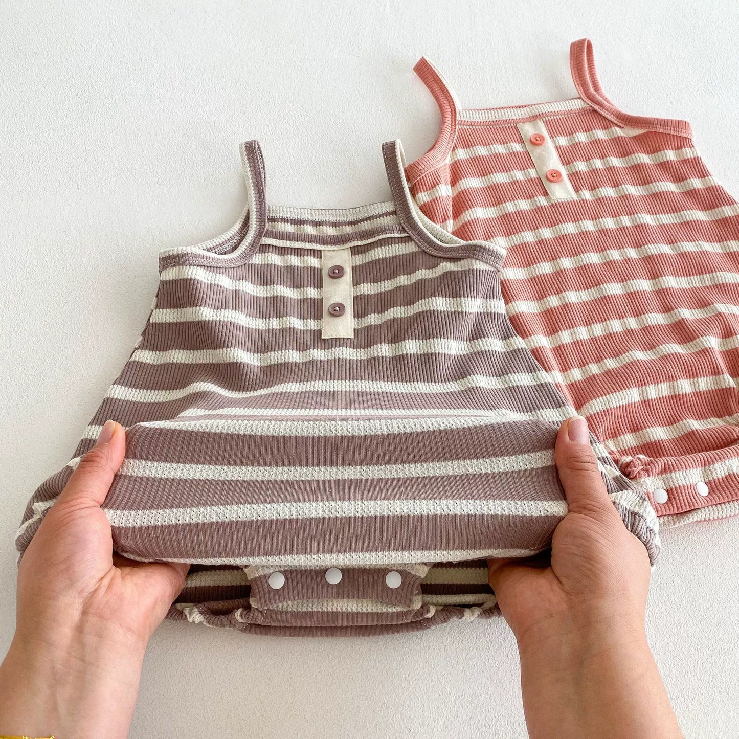 Summer Arrival Baby Unisex Casual Striped Sleeveless Onesies-2