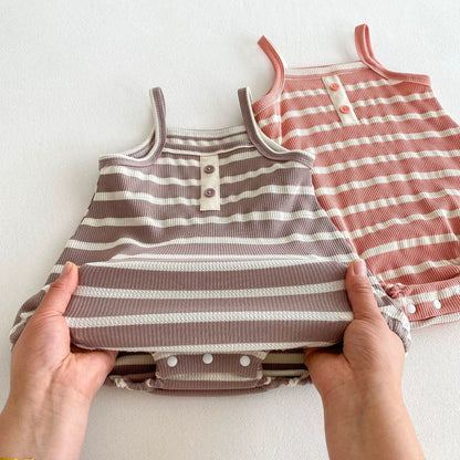 Summer Arrival Baby Unisex Casual Striped Sleeveless Onesies-2