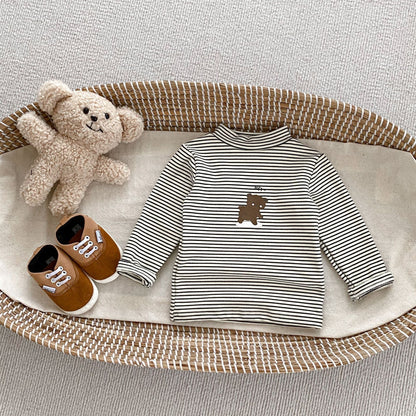 Arrival Autumn Baby Boys Long Sleeves Striped Teddy Top Shirt and Versatile Pants – Matching Set-4