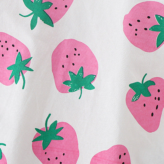 Summer Baby Kids Strawberry Fruits Pattern T-shirt and Shorts 2-Piece Clothing Set for Girls-1