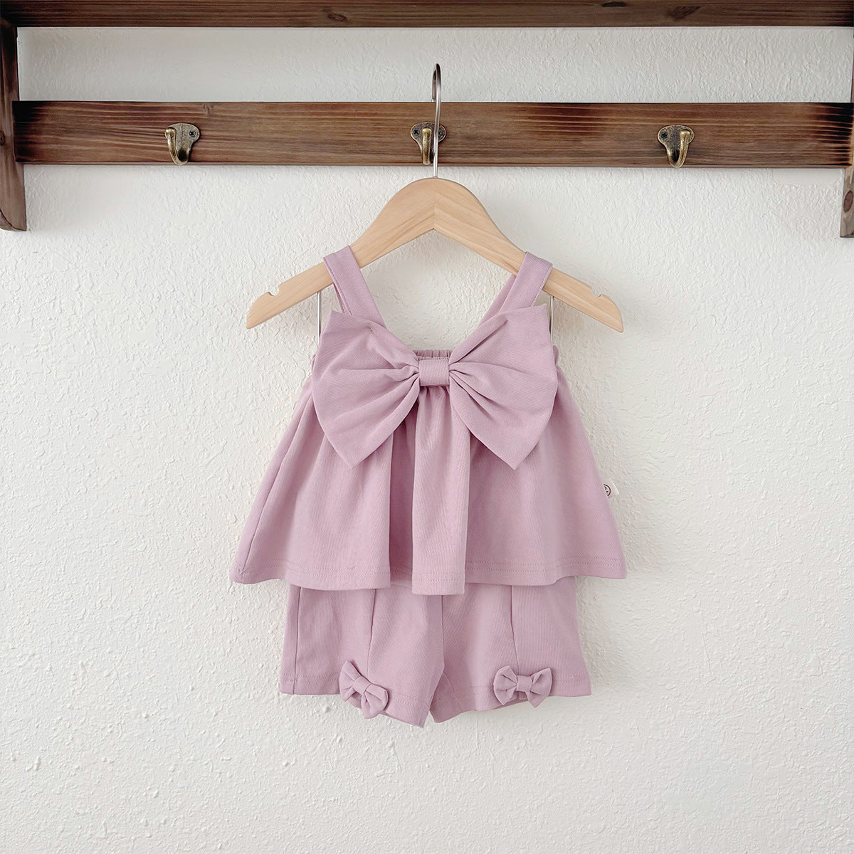 Summer Baby Kids Cute Solid Color Sleeveless Top Vest with Trousers Clothing Set for Girls-2
