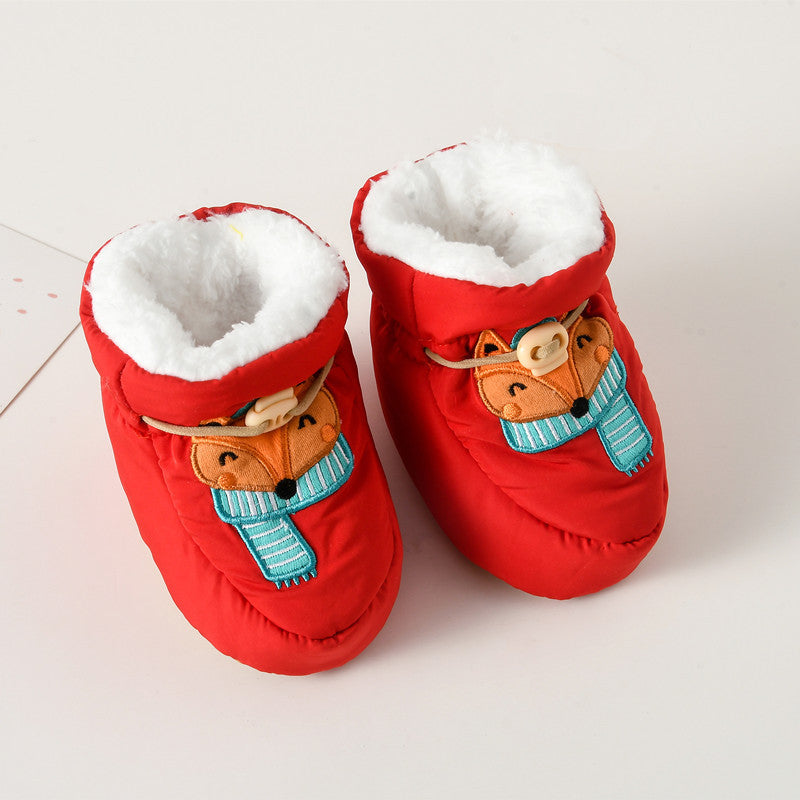 Arrival Baby Animals Cartoon Pattern Anti-slip Fleece-lined Toddler Cotton Shoes-3