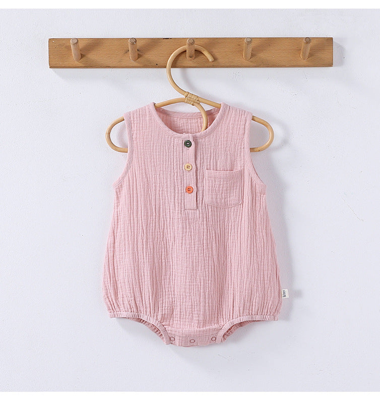Summer Arrival Baby Unisex Sleeveless Plain Onesies Bodysuits-3