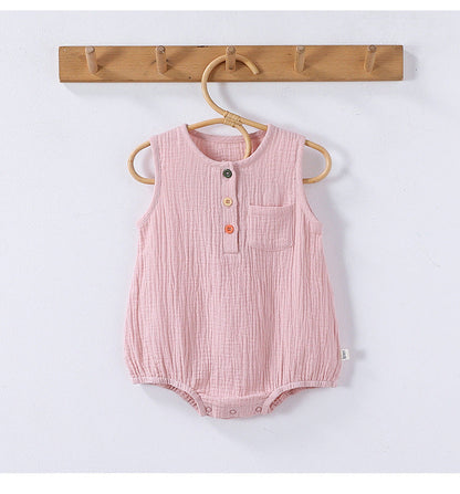 Summer Arrival Baby Unisex Sleeveless Plain Onesies Bodysuits-3