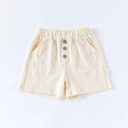 Summer Arrival Kids Unisex Cotton Casual Style Solid Color Shorts-3