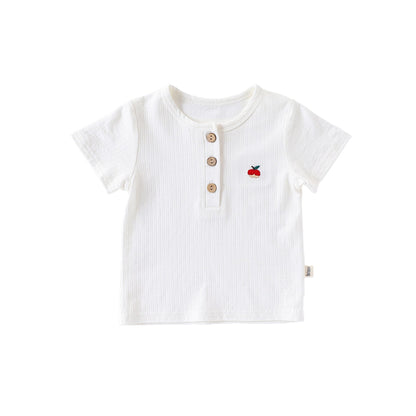 Kids’ Simple Pattern Logo Short Sleeves T-shirt in European and American Style for Summer-1