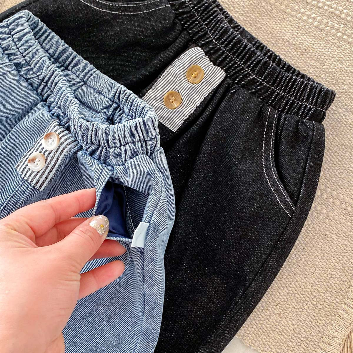 Summer Arrival Kids Unisex Denim Casual Style Pants-4