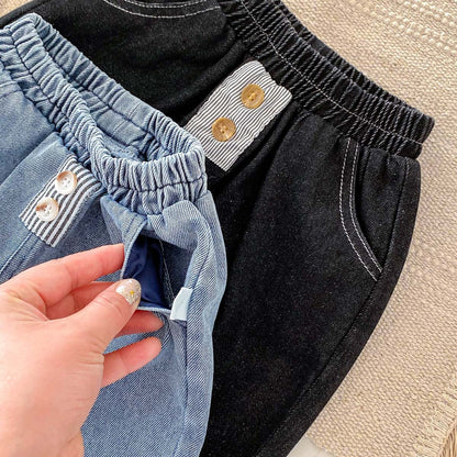Summer Arrival Kids Unisex Denim Casual Style Pants-4