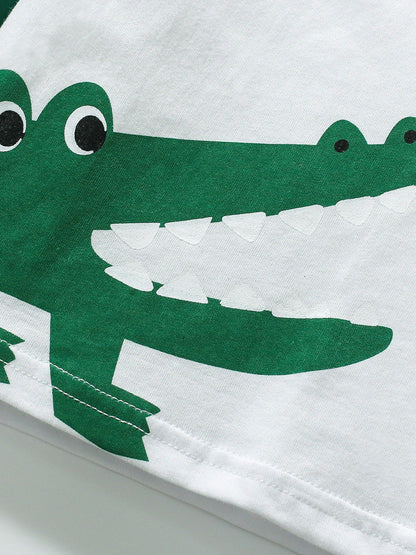 Kids’ Animals Cartoon Pattern Short Sleeves T-shirt in European and American Style for Summer-3