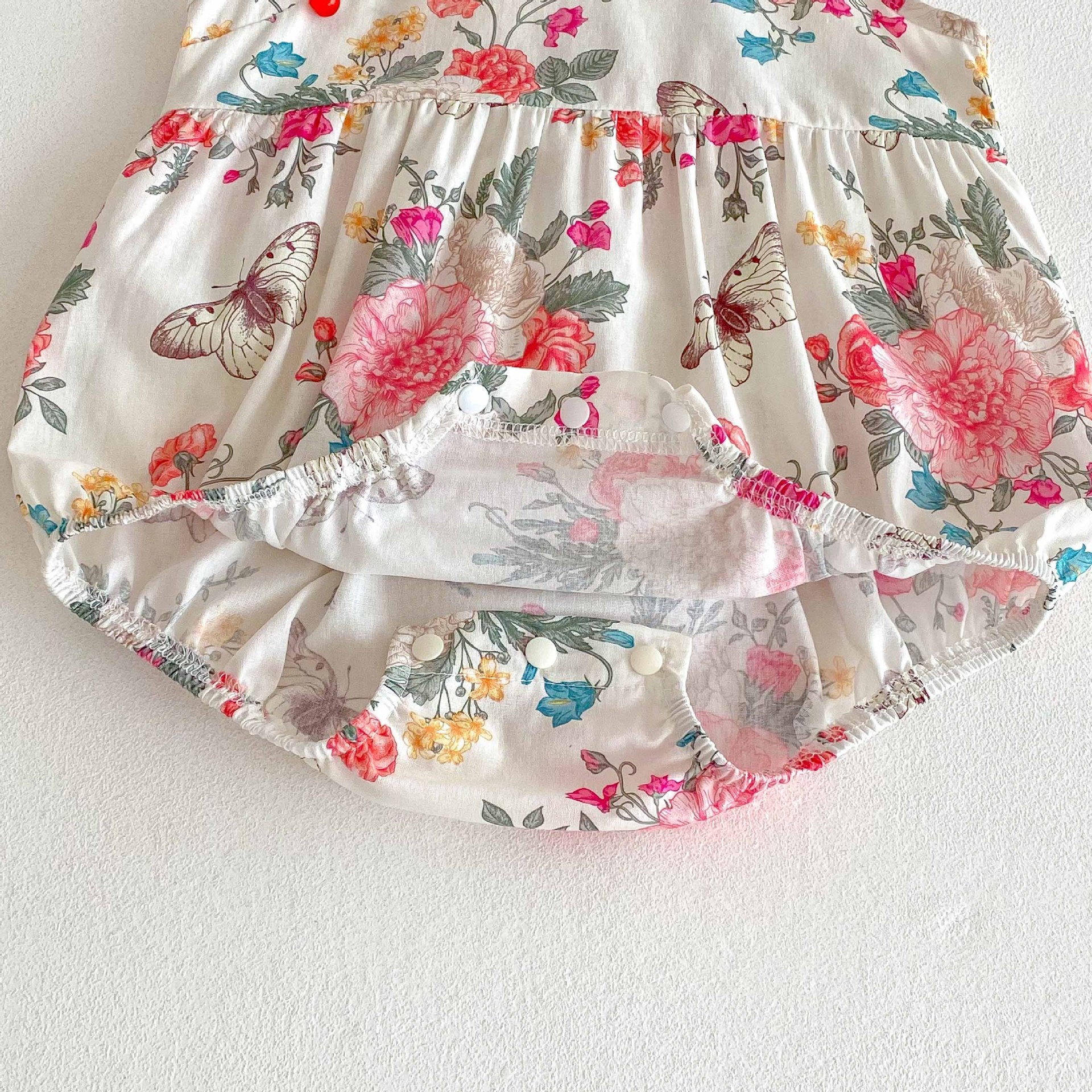 Summer Arrival Baby Girls Cute Floral Sleeveless Stand Collar Onesies-2