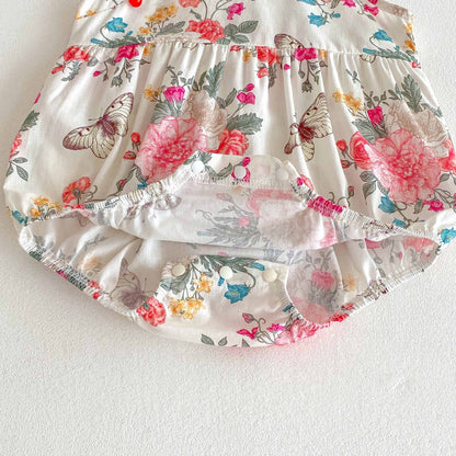 Summer Arrival Baby Girls Cute Floral Sleeveless Stand Collar Onesies-2