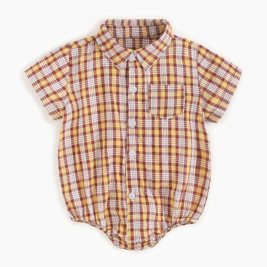 Baby Boy Plaid Pattern College Style Onesies