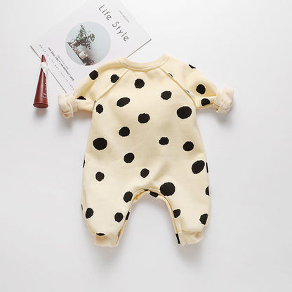 Baby 1pcs Striped & Dot Pattern Long Sleeved Romper Jumpsuit-2