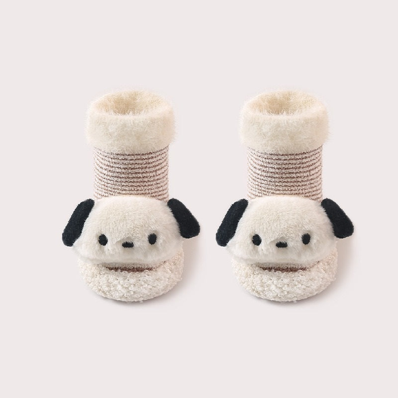 Thickened Winter Toddler Walking Socks, Mid-Calf Floor Shoe Socks, Cartoon Cute Baby Anti-slip Walking Shoes from-3