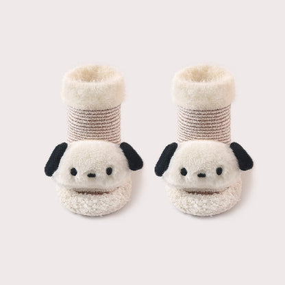 Thickened Winter Toddler Walking Socks, Mid-Calf Floor Shoe Socks, Cartoon Cute Baby Anti-slip Walking Shoes from-3