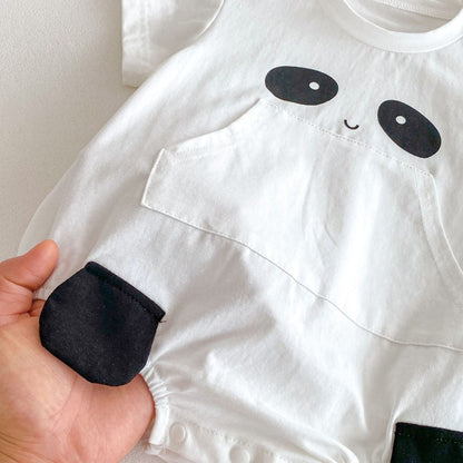 Summer Arrival Baby Girls Cute Panda Pattern Short Sleeves Onesies-3