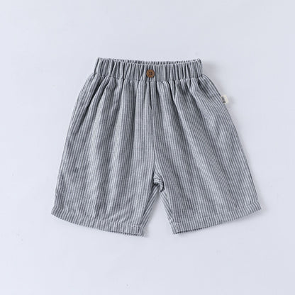 Summer Arrival Kids Unisex Cotton Casual Style Plaid or Striped Shorts-2