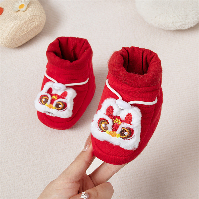 Winter Hot Selling Baby Animals Cartoon Pattern Thicken Cotton-padded Fleece-lined Warm Shoes-3