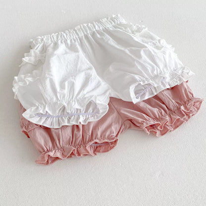 Summer Arrival Kids Girls Cotton Casual Style Ruffle Design Shorts-3