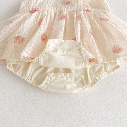 Summer Arrival Baby Girls Cute Sleeveless Plaid Dress Design Strap Onesies-3
