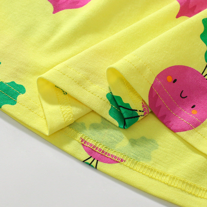 Summer Arrival Cartoon Radish Pattern Short Sleeves Dress for Stylish-2