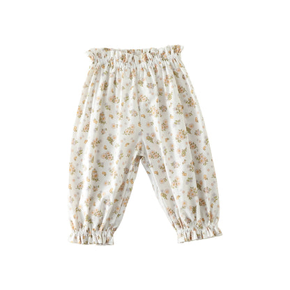 Summer Hot Selling Baby Kids Girls Floral Pattern Thin Breathable Pants – Home Kids Pajamas Trousers-2
