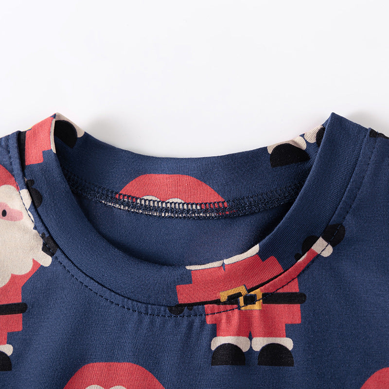 Baby Kids Christmas Cartoon Pattern Long Sleeves Casual Pajamas Clothing Set-3