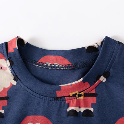 Baby Kids Christmas Cartoon Pattern Long Sleeves Casual Pajamas Clothing Set-3
