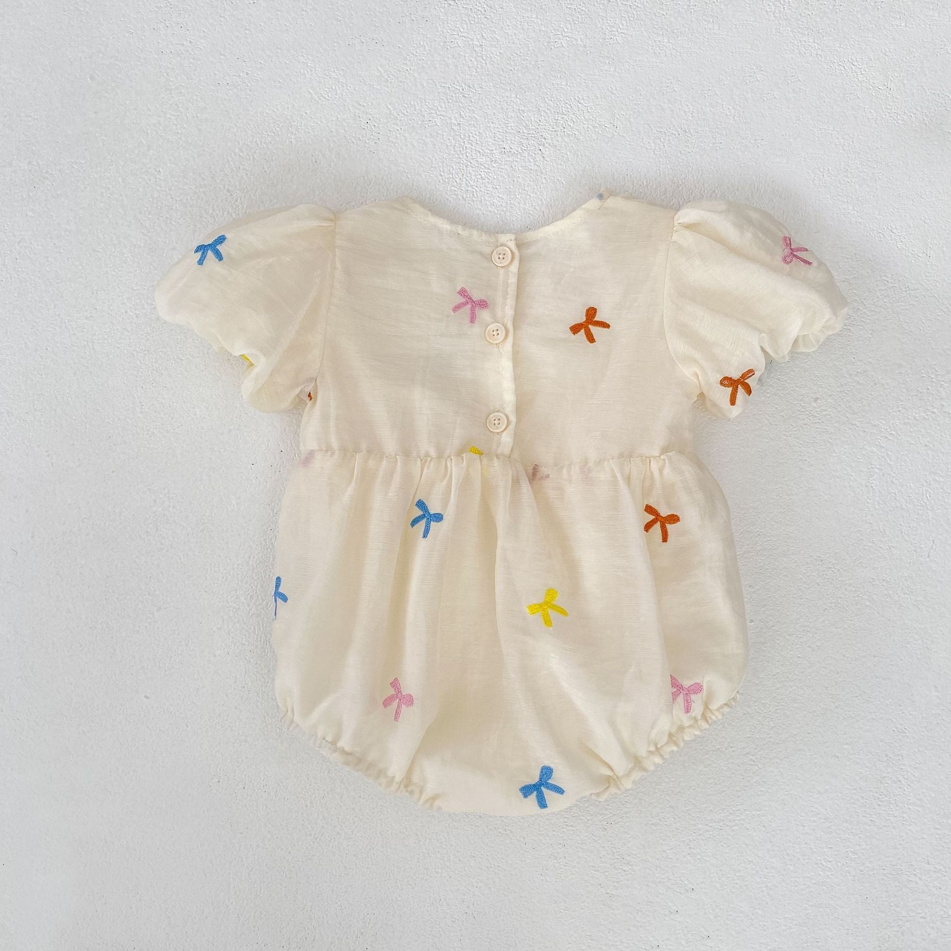 Arrival Summer Baby Kids Girls Butterfly Bows Pattern Short Sleeves Crew Neck Onesies and Girls’ Dress – Princess Sister Matching-3