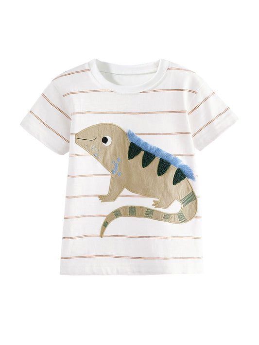 Kids’ Animals Cartoon Pattern Short Sleeves T-shirt in European and American Style for Summer-0