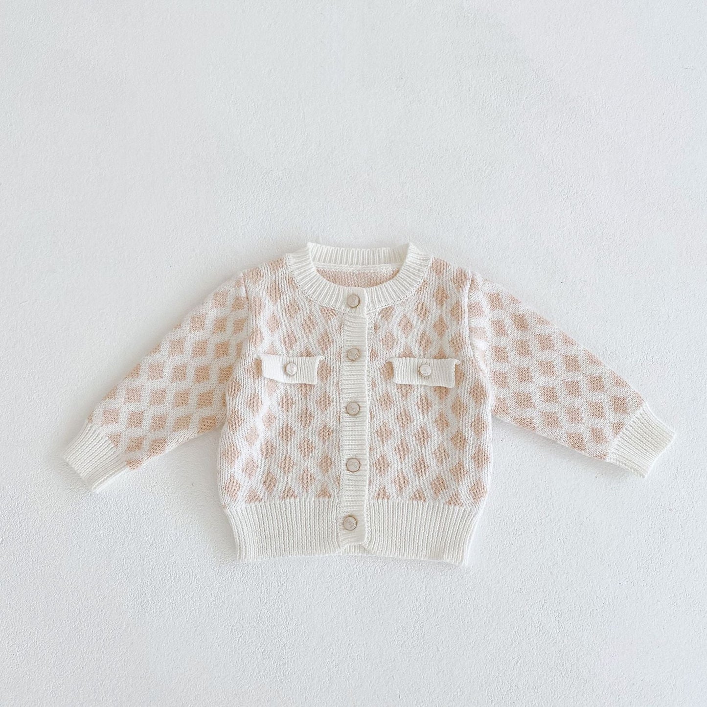 Baby Girl 2pcs Plaid Graphic Onesies & Cardigan Knitted Sets-4