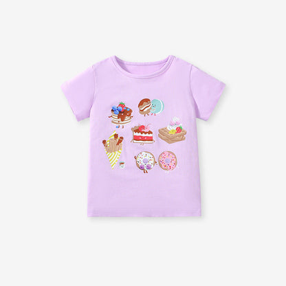 Kids’ Cartoon Pattern Short Sleeves T-shirt in European and American Style for Summer-0